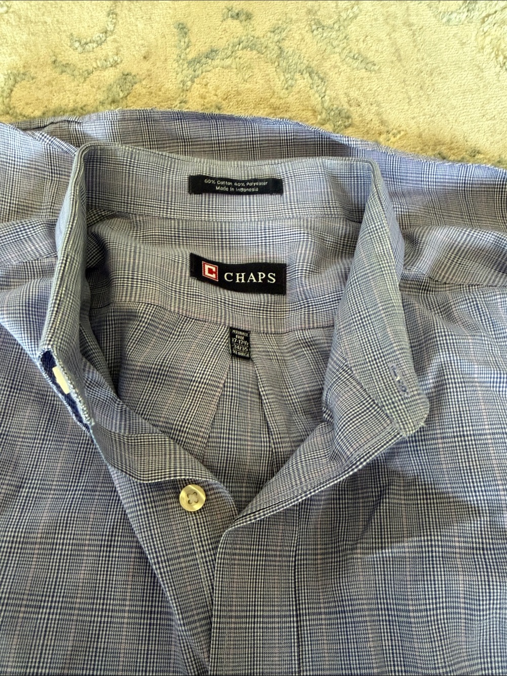Chaps Men's Light Blue Micro-Check Dress Shirt